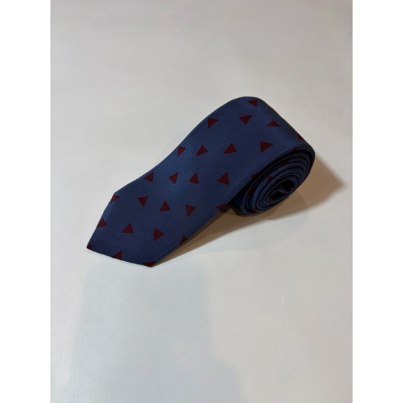 LANVIN Other - Lanvin Paris Silk Tie Blue Geometric Triangle Designer Mens Necktie